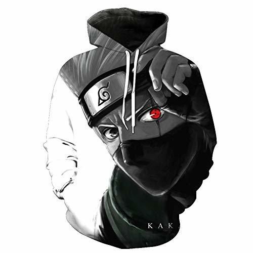 PZJ Sudadera con Capucha 3D Impresión Naruto Hatake Kakashi Unisex Hoodies Hombres