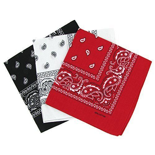 Bandanas paisley negro-blanco y rojo para hombre y mujer