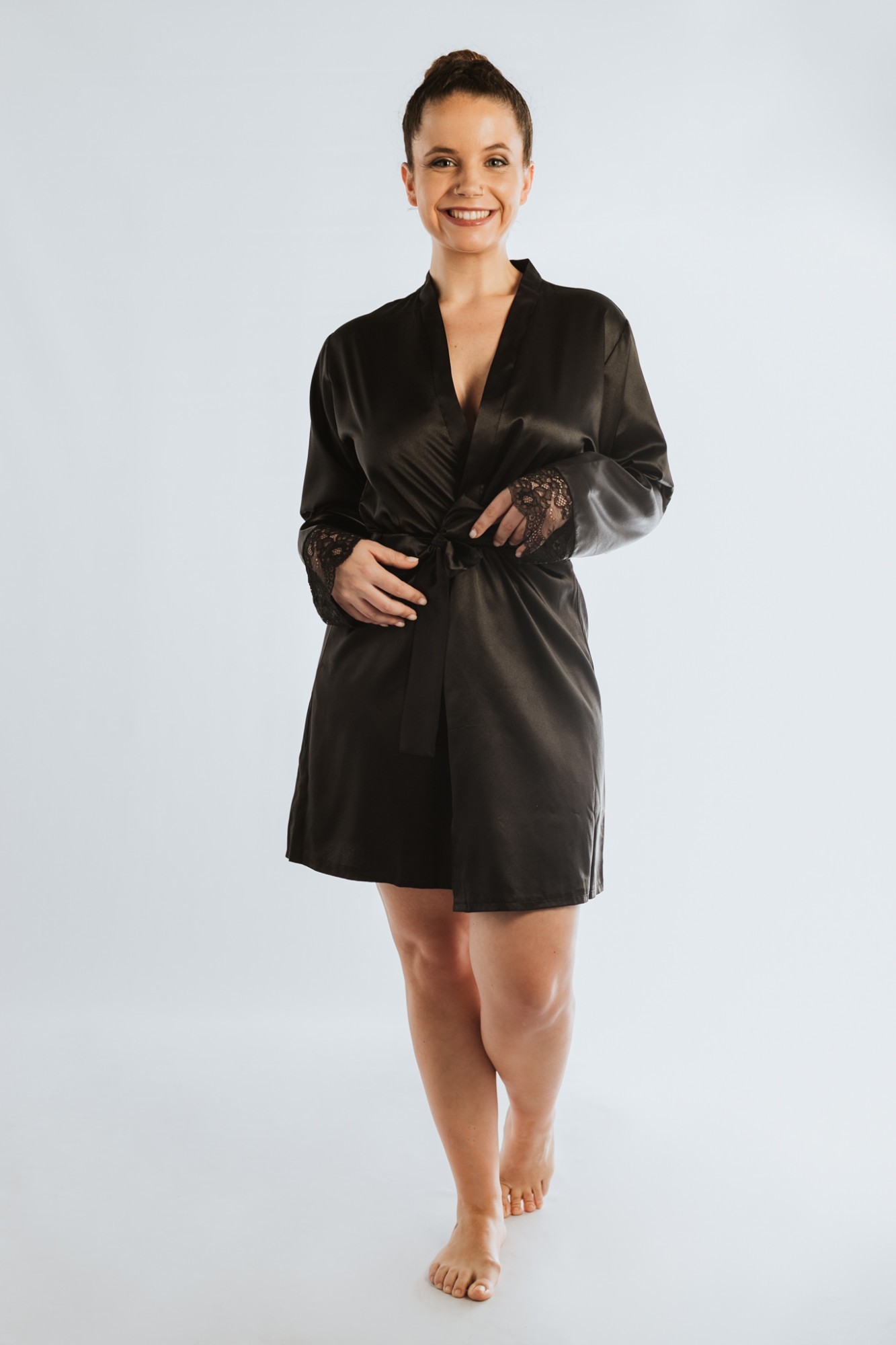 Social Robe Acetinado Gina Preto

