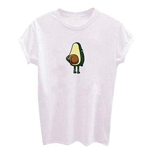 Social TOPKEAL Linda Camiseta Divertido Color Liso de Manga Corta Top con Estampada