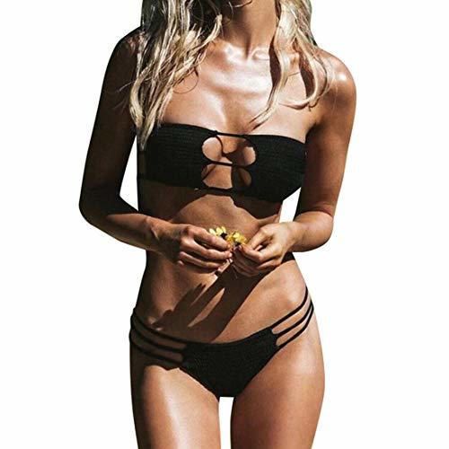 Yuson Girl Mujeres Conjunto De Plunge Bikini Sexy Bandeau Plisado con Triangulo