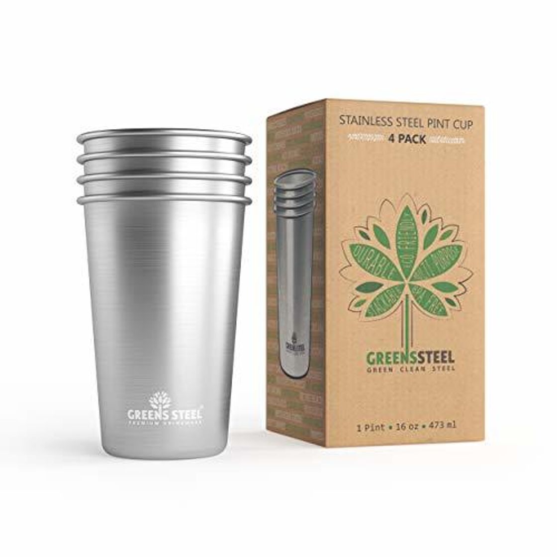 Productos Greens Steel Taza de Acero Inoxidable de 16 oz/473ml