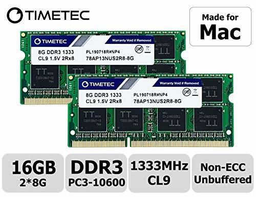 Timetec Hynix IC 16GB(8GBx2) compatible with Apple DDR3 1333MHz PC3-10600 SODIMM Memory