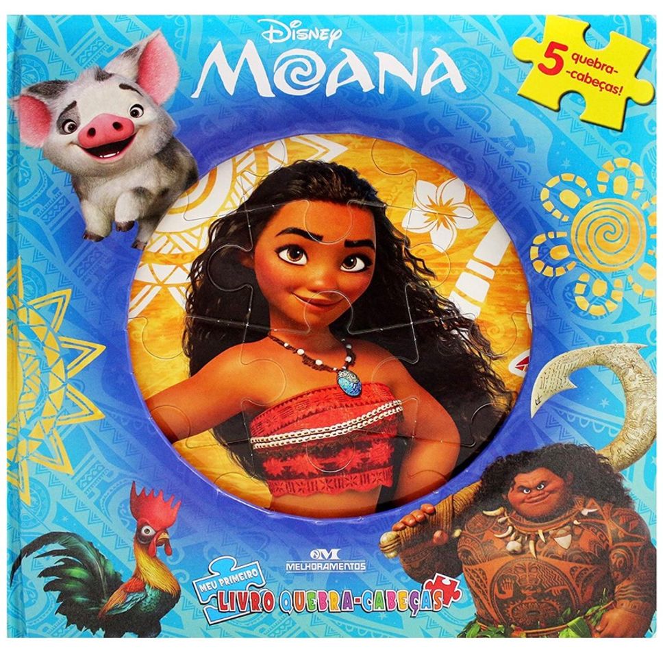 Fashion Livro infantil Moana com quebra cabeça 