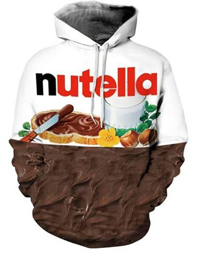 Fashion Parejas Unisex Sudadera con Capucha Nutella Impreso en 3D 