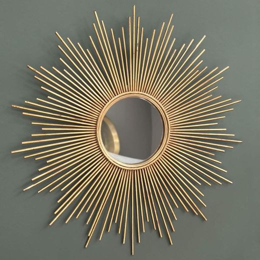 Espelho de metal dourado