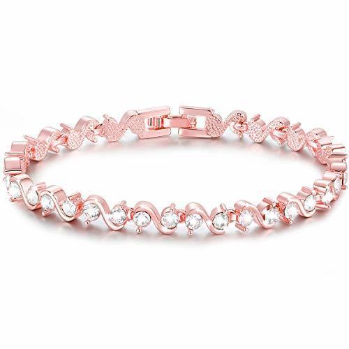 Social Pulsera de Zirconia cúbica Swarovski Element de S Shape Sparkle, Pulsera bañada