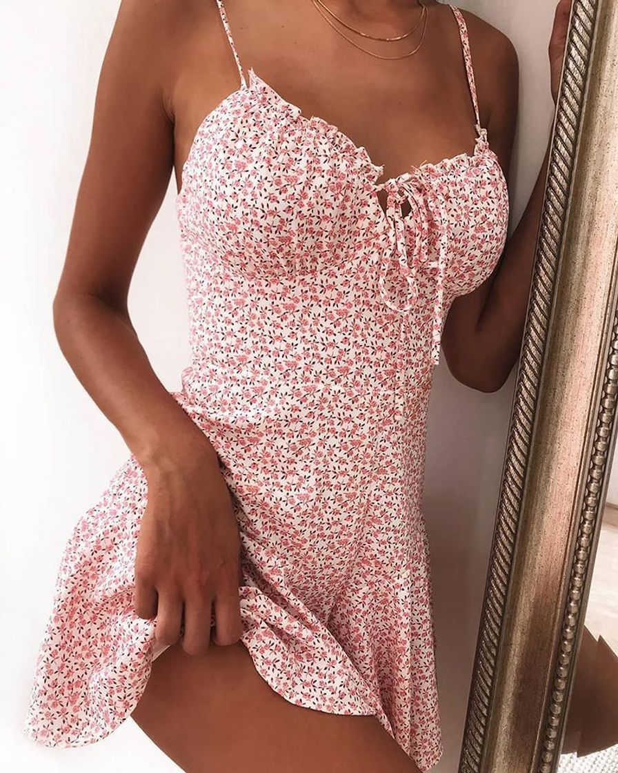 Social Floral Print Tie Front Mini Dress