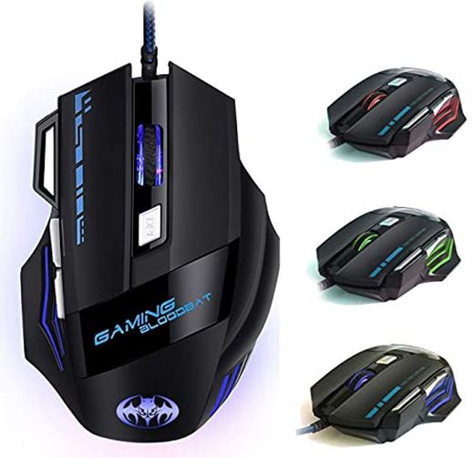 Ratón Gaming - iAmotus Ratón Gaming Óptico[6800 DPI Ajustable] Ratón Gamer Con