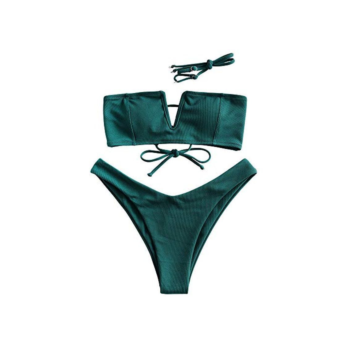 Fashion ZAFUL Bikini de corte alto para mujer con lazo