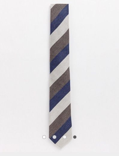Moss London tie in blue and grey stripe | ASOS