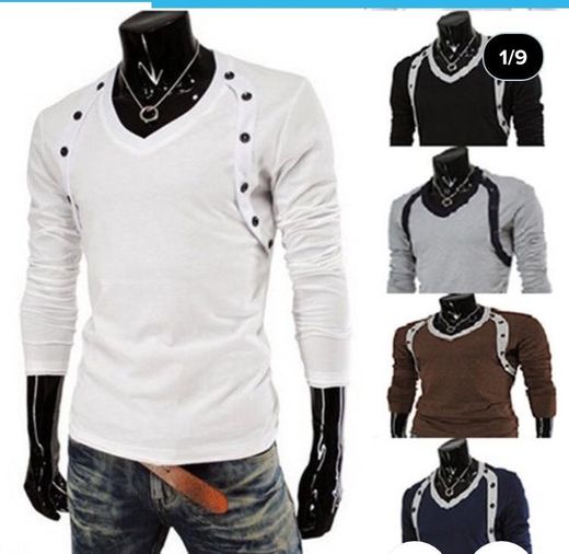 Men's Fashion Sport Sweatershirt Double Breasted Curved Desi