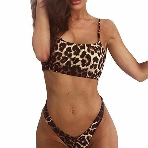 Moda Lenfesh Bikini de Playa con Estampado de Leopardo Bikini Traje de baño