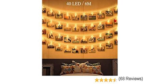 Zorara Clip Cadena de Luces LED, 40LEDs 6m Fotoclips Guirnalda 
