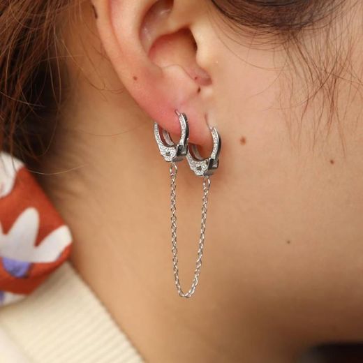 Handcuff Earring with Chain