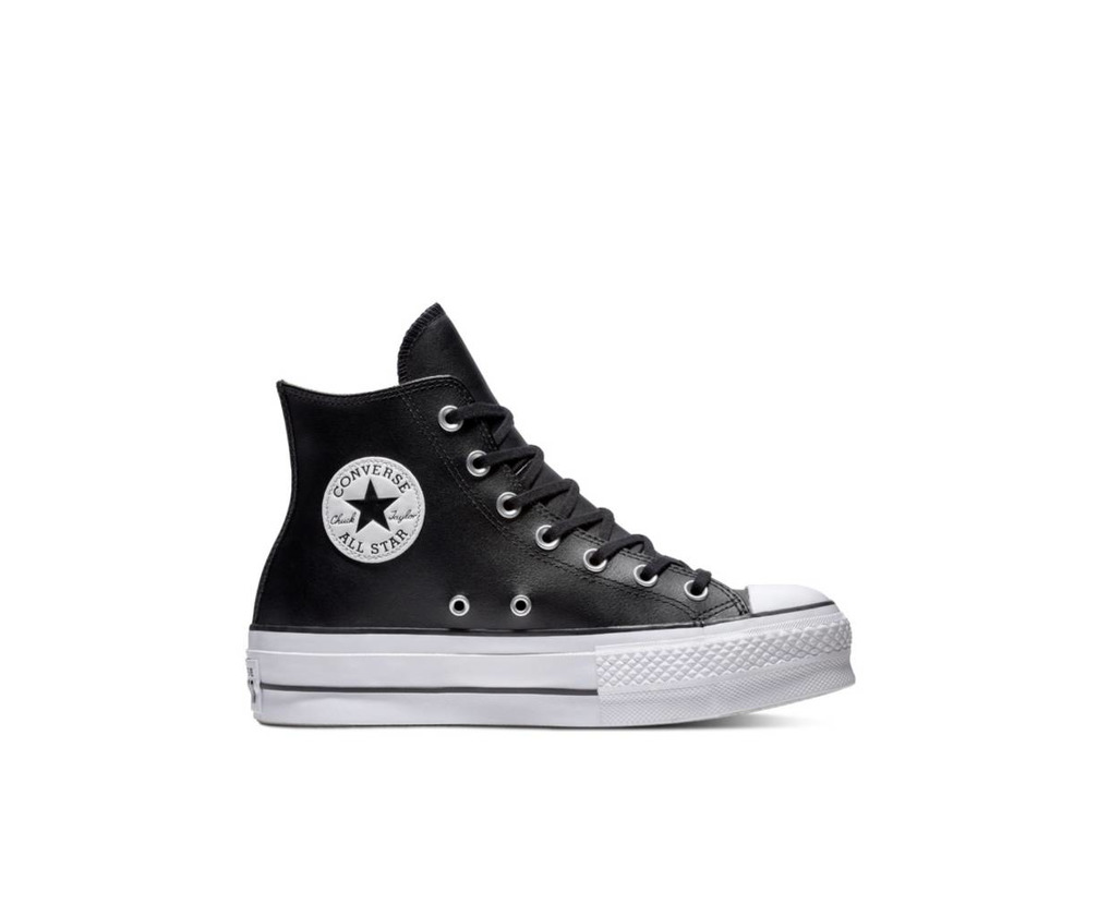 Social converse altas negras cuero