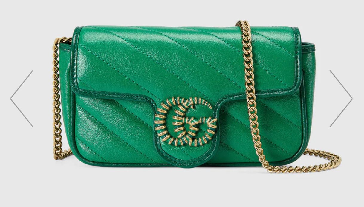 Moda GG Marmont super mini bag in green and emerald leather