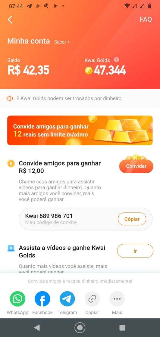 App Use meu código 689986701 e indique um amigo para ganhar💲💵