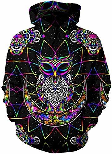 Fashion weande Primavera Otoño Sudaderas con Capucha Sudaderas Fleece 3D Impreso Búho Sudadera