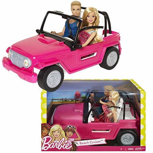 Places Barbie - Muñeco Ken y muñeca Barbie con su coche de playa,