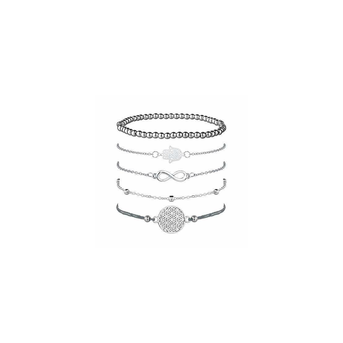 Social Juego de 5 pulseras de plata para mujer