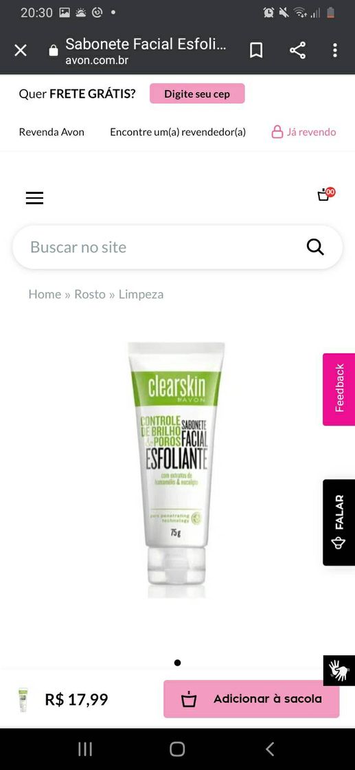 Product Esfoliante facial-avon custa em média 17