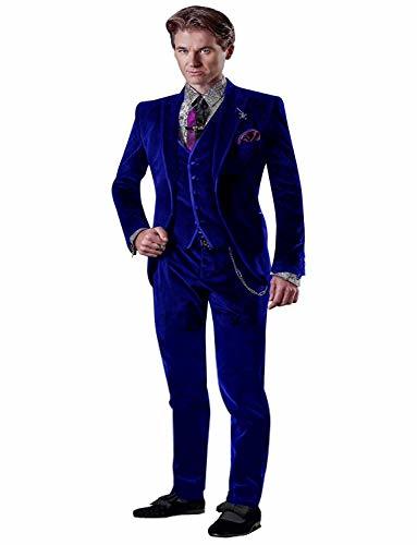 Product QZI Hombre Traje de Terciopelo Blazer de Solapa Pico Chaleco y pantalón