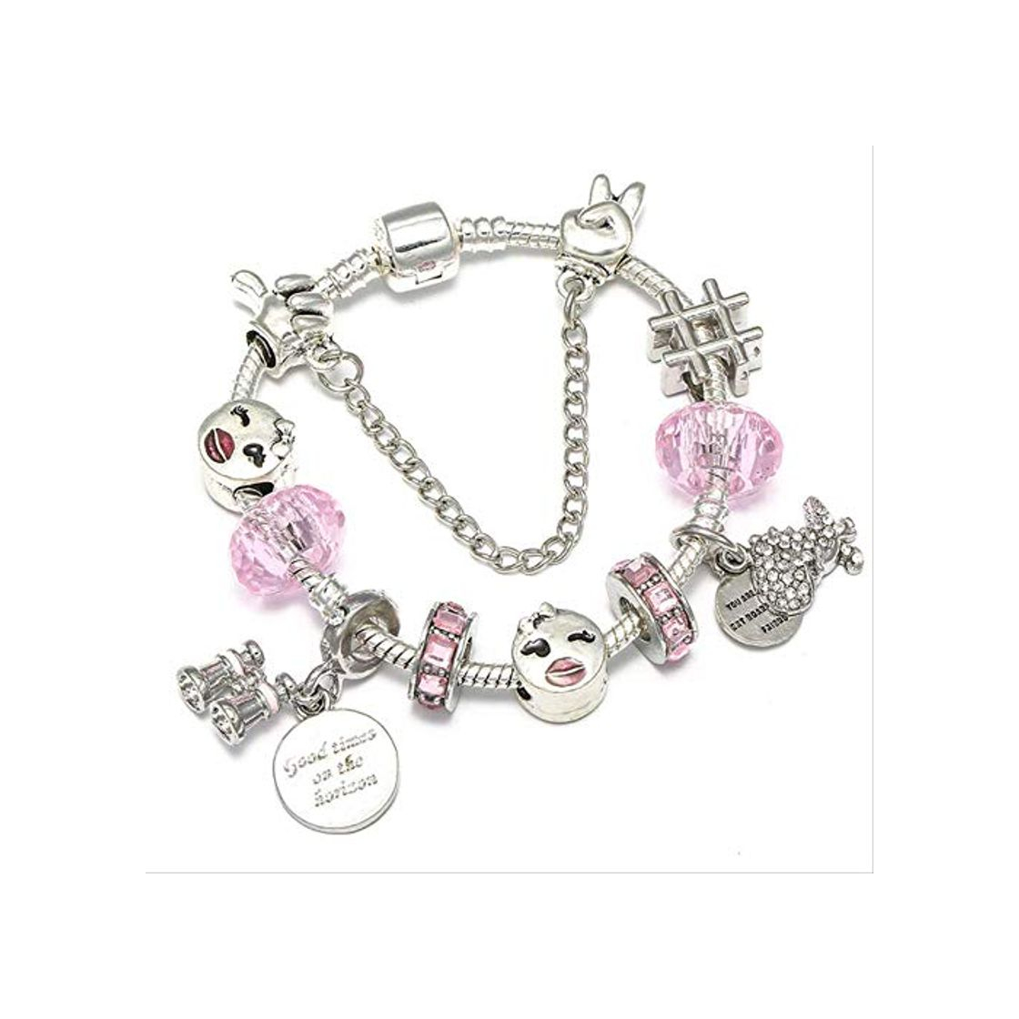 Social HUASE Accesorios Pulseras con dijes de Color Plateado Vintage DIY Cuentas de Cristal Pulseras Finas Mujeres Pulseira Joyería 20cm Tipo 30