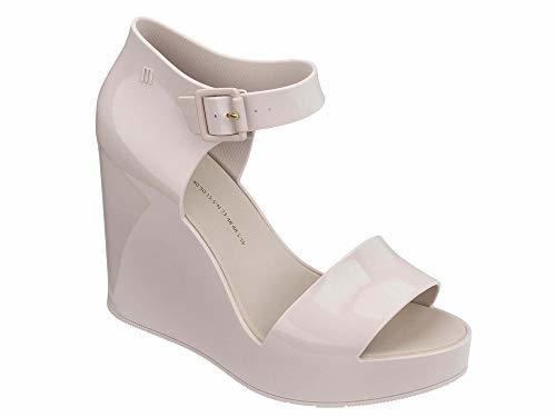 Social Melissa Mar Marfil Tobillo Sandalias Cuña 40 White Patent