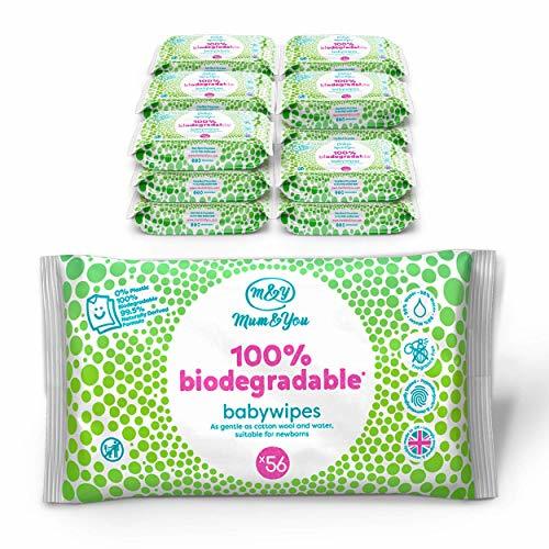 Product Mum & You Toallitas Húmedas Para Bebés 100% Biodegradables, Paquete De 18,