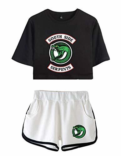 Social Camiseta y Pantalón Corto Riverdale Adolescente Chica Serpientes Camiseta de Manga Corta