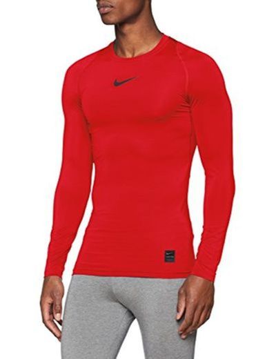 Nike Men's Pro Top Camiseta de manga longa,  Rojo