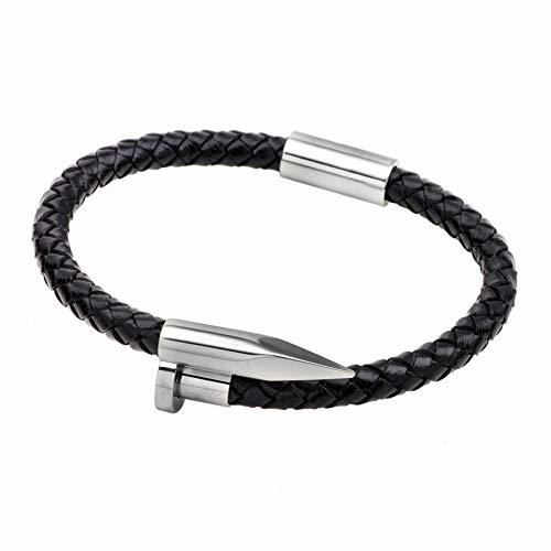 Social YGSVT - Pulsera de Piel para Hombre con Soporte de Acero y