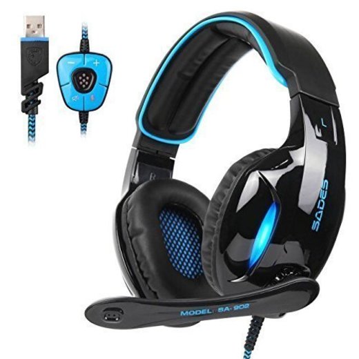 Sades SA902 USB Auriculares Cascos Gaming Sonido Envolvente Virtual de 7.1 de