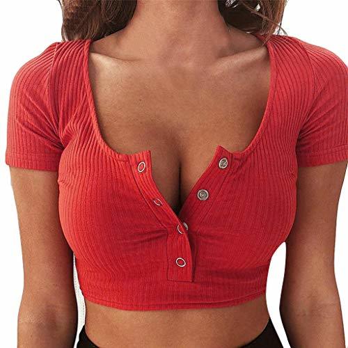 Fashion FRAUIT Camiseta De Tirantes Slim para Mujer Crop Top Sexy Blusa con