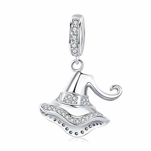 Lugar LQUIDE Charm Beads 925 Sterling Silver Wizard Hat Fit Charms Bracelet Platinum