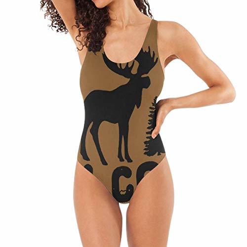 Lugar Hipiyoled Moose Elk Forest Bienvenido Mujeres Trajes de baño clásicos Traje de