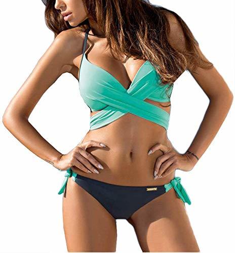 Lugar Rinalay Mujeres Criss Cross Bandage Push Padded De Acolchado Traje Baño Bra