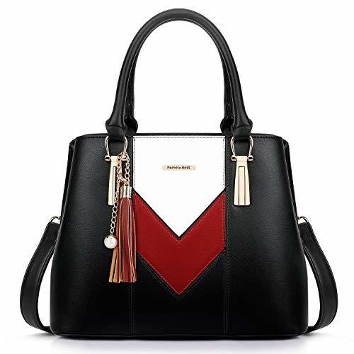 Social Pomelo Best Bolsos de Mujer, Bolso Señora Tote Multicolor Rayas PU Cuero
