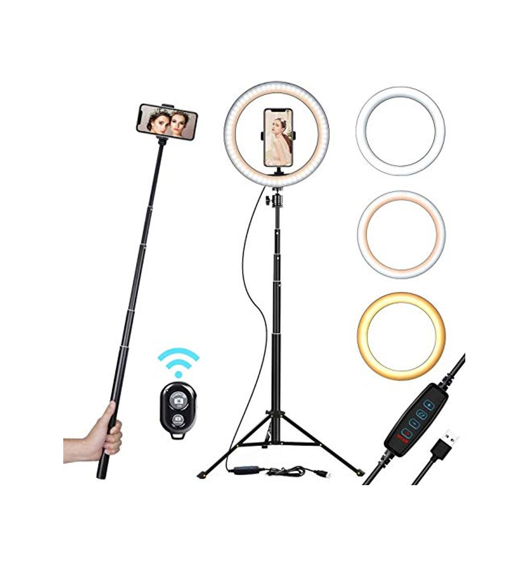 Producto 10"Selfie Ring Light con Soporte para Trípode y Soporte para Teléfono Celular