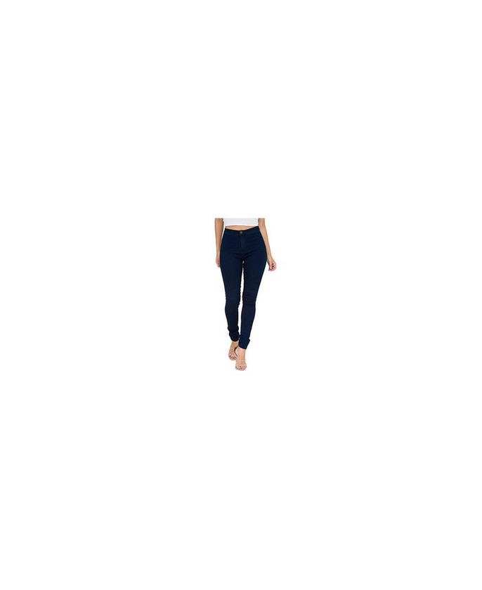 Social Jyone Pantalones vaqueros con cintura alta para mujer S Azul