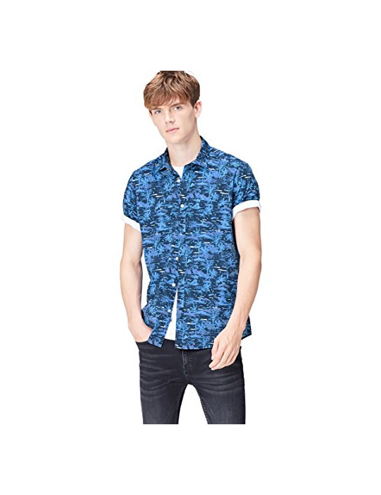 Social Marca Amazon - find. Camisa Hombre, Azul