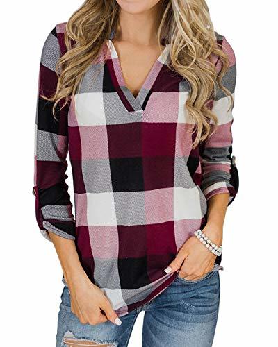 Social YOINS Blusa Mujer Manga Larga Camiseta Cuello V Camisa Elegante Túnica Casual