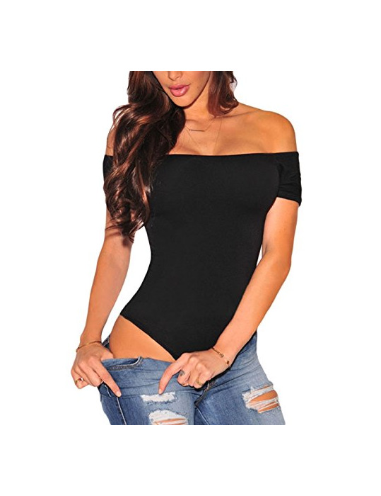 Social SEBOWEL Mujer Sexy Off Shoulder Manga Corta Body Mono Leotardo Camiseta Top