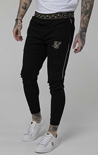Social Pantalon Siksilk Negro Chandal Vivo Lateral Logo Bordado
