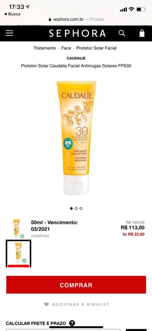 Fashion Protetor Solar Caudalie 