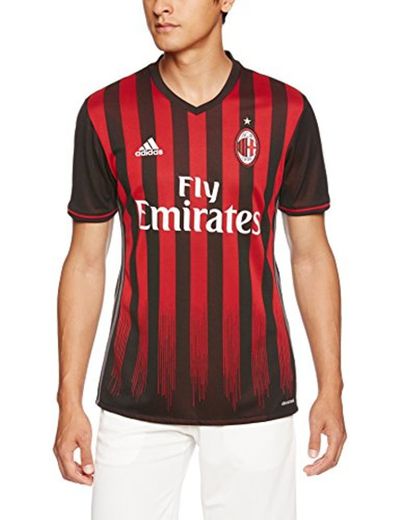 adidas H JSY Camiseta 1ª Equipación AC Milán, Hombre, Negro/Rojo