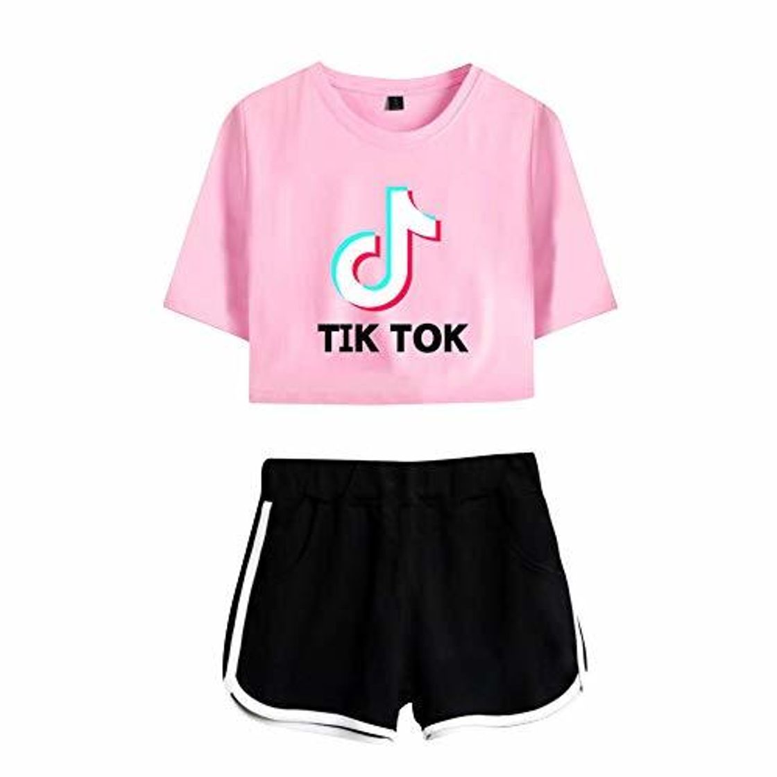 Products Camiseta y Pantalones Cortos Set TIK TOK Impresa Crop Top T-Shirt