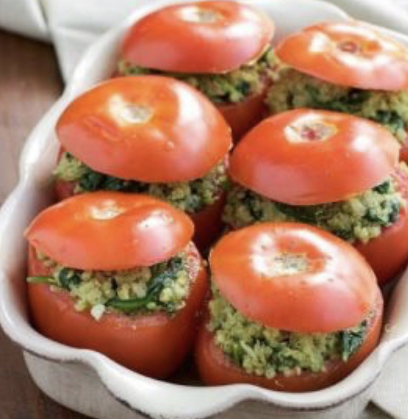 Fashion Pesto Spinach Quinoa Stuffed Tomatoes