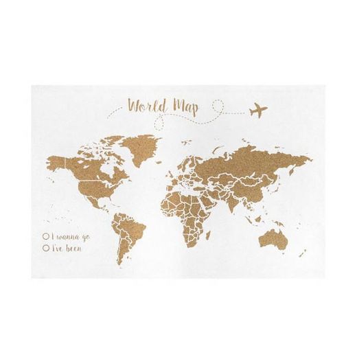 Corcho mapa del mundo fondo blanco | Decowood Home Decor